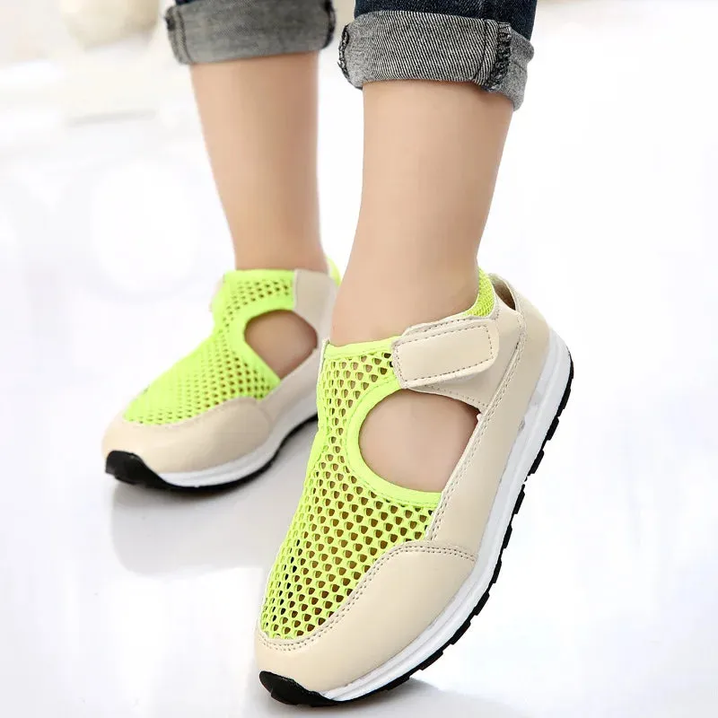 2022 Soft New Fashion Summer Children Shoes Air Mesh Boys & Girls Sandals Breathable Cut-outs Kids Sneakers Unisex EU 21-36