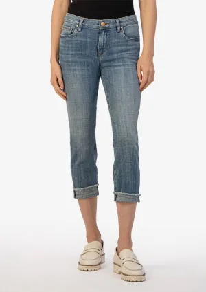 Amy Crop Straight-Leg / Roll-Up Jeans