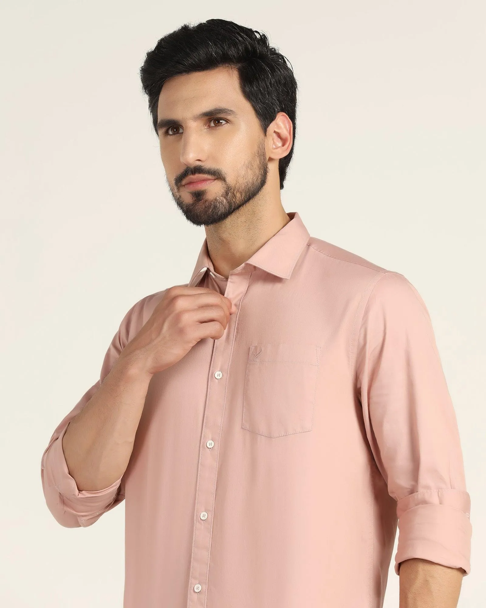 Casual Dusty Pink Solid Shirt - Mandy