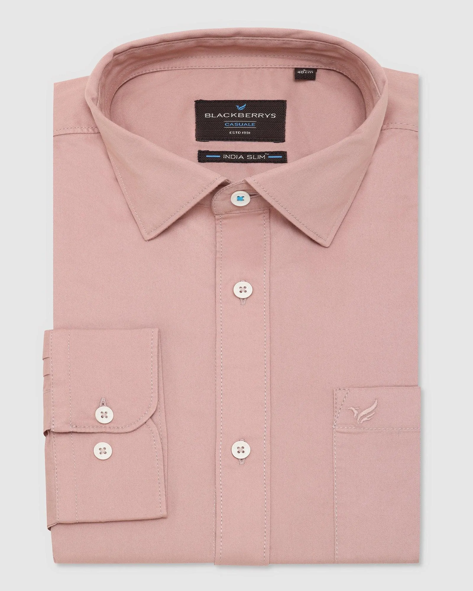 Casual Dusty Pink Solid Shirt - Mandy