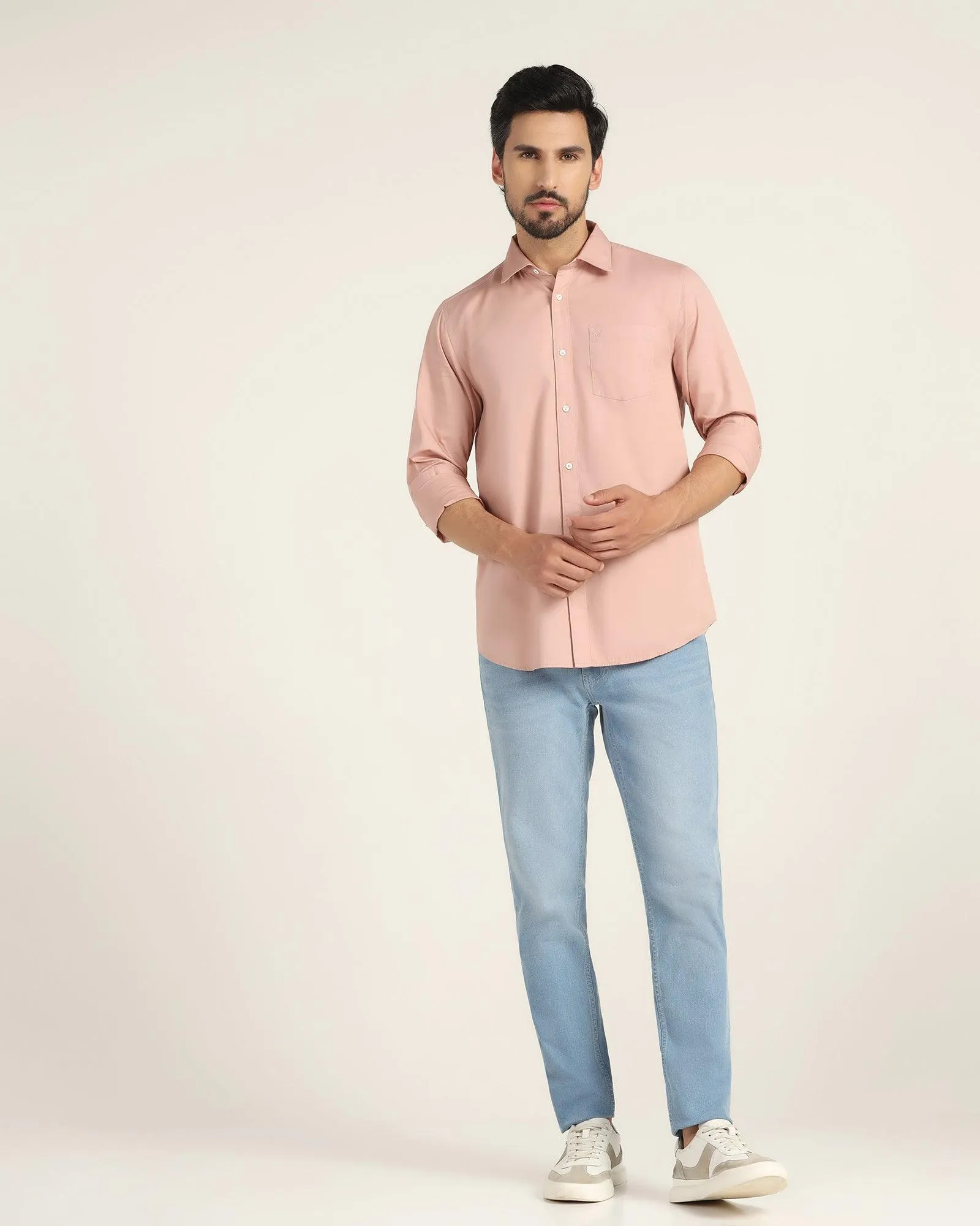 Casual Dusty Pink Solid Shirt - Mandy