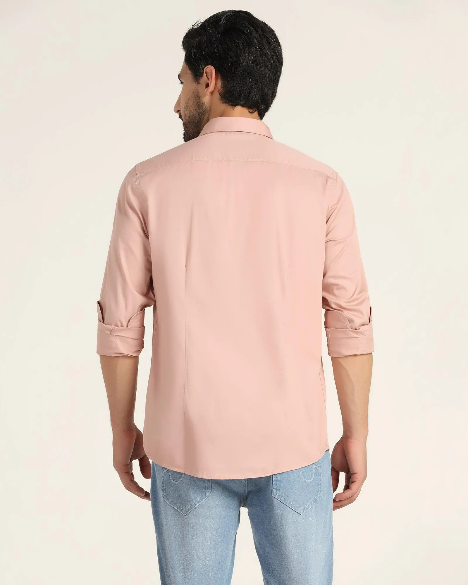 Casual Dusty Pink Solid Shirt - Mandy