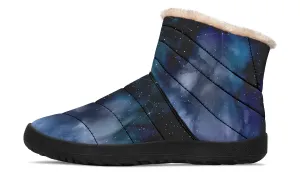 Deep Blue Comfy Winter Boots - Warm Vegan Boots with Side Zipper and Anti-Slip Soles