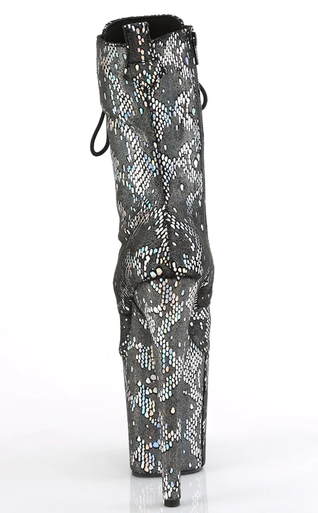 FLAMINGO-1040SPF Silver Metallic Snake Print Ankle Boots