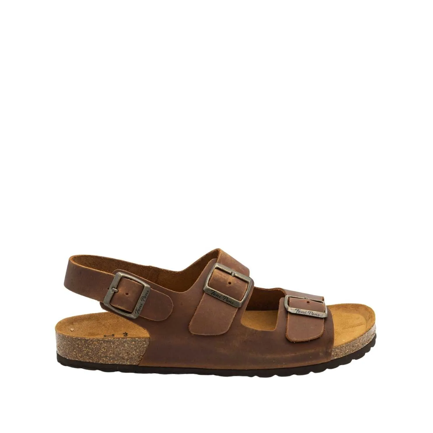 Leather Sandal with Double Buckle for Men  - Gil-PE