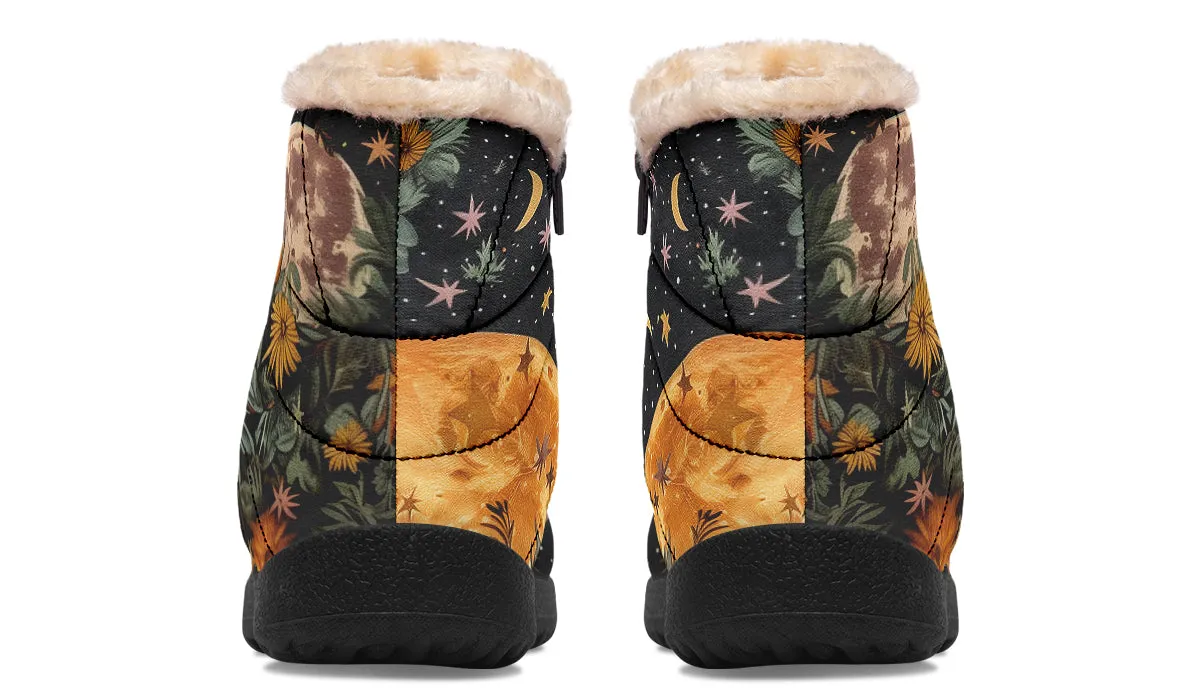 Lunar Meadow Comfy Winter Boots - Warm Vegan Boots with Side Zipper and Anti-Slip Soles