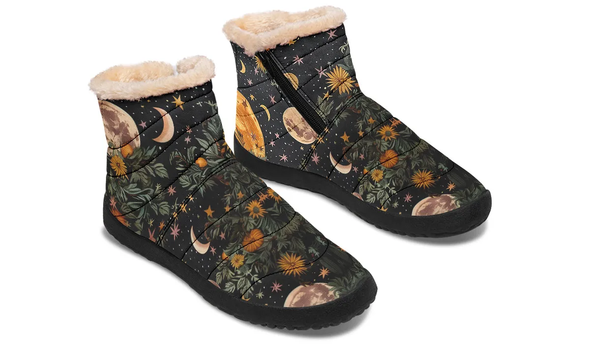 Lunar Meadow Comfy Winter Boots - Warm Vegan Boots with Side Zipper and Anti-Slip Soles