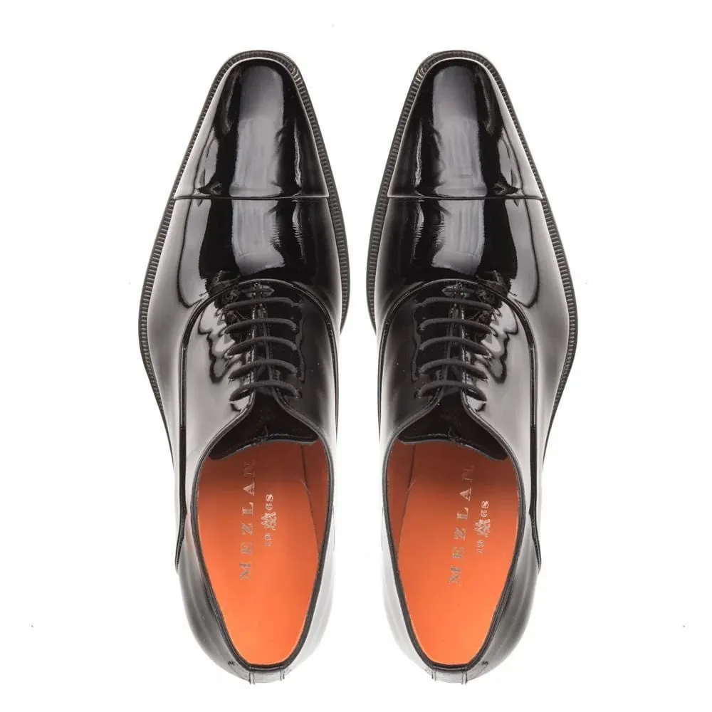 Mezlan Men's Shoes Black Patent Leather Cap Toe Oxfords