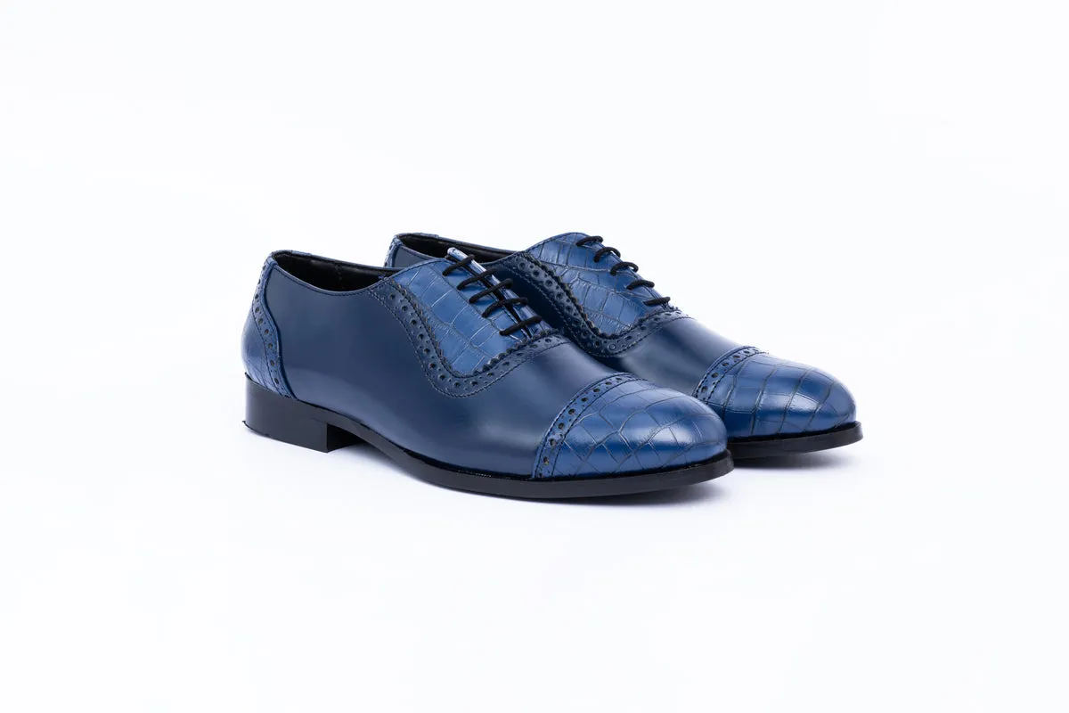 OXFORDS WITH TOE CAP-BLUE