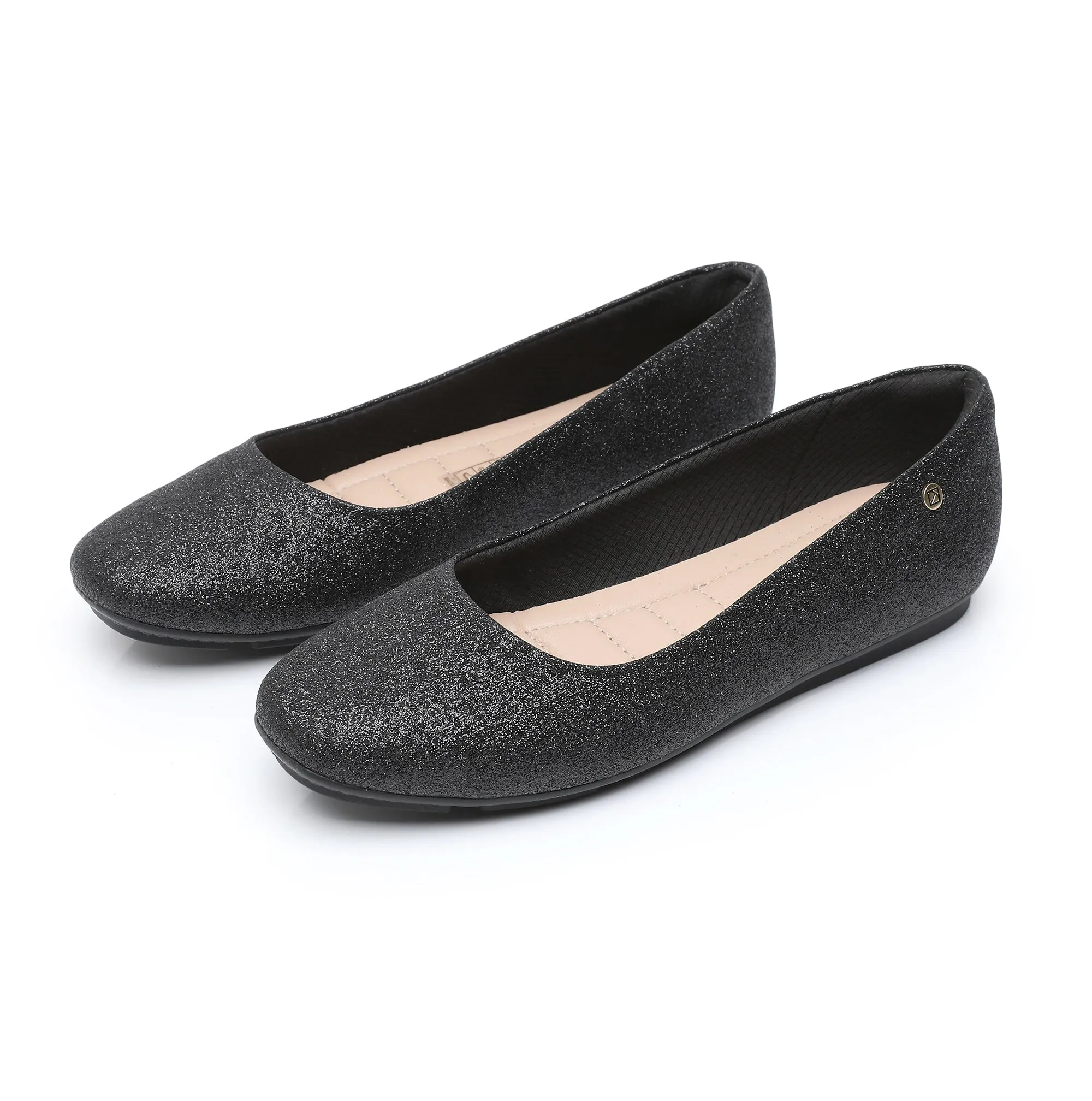 "Sparkle in Black Slip-On Ballerina Flats" (122.005)