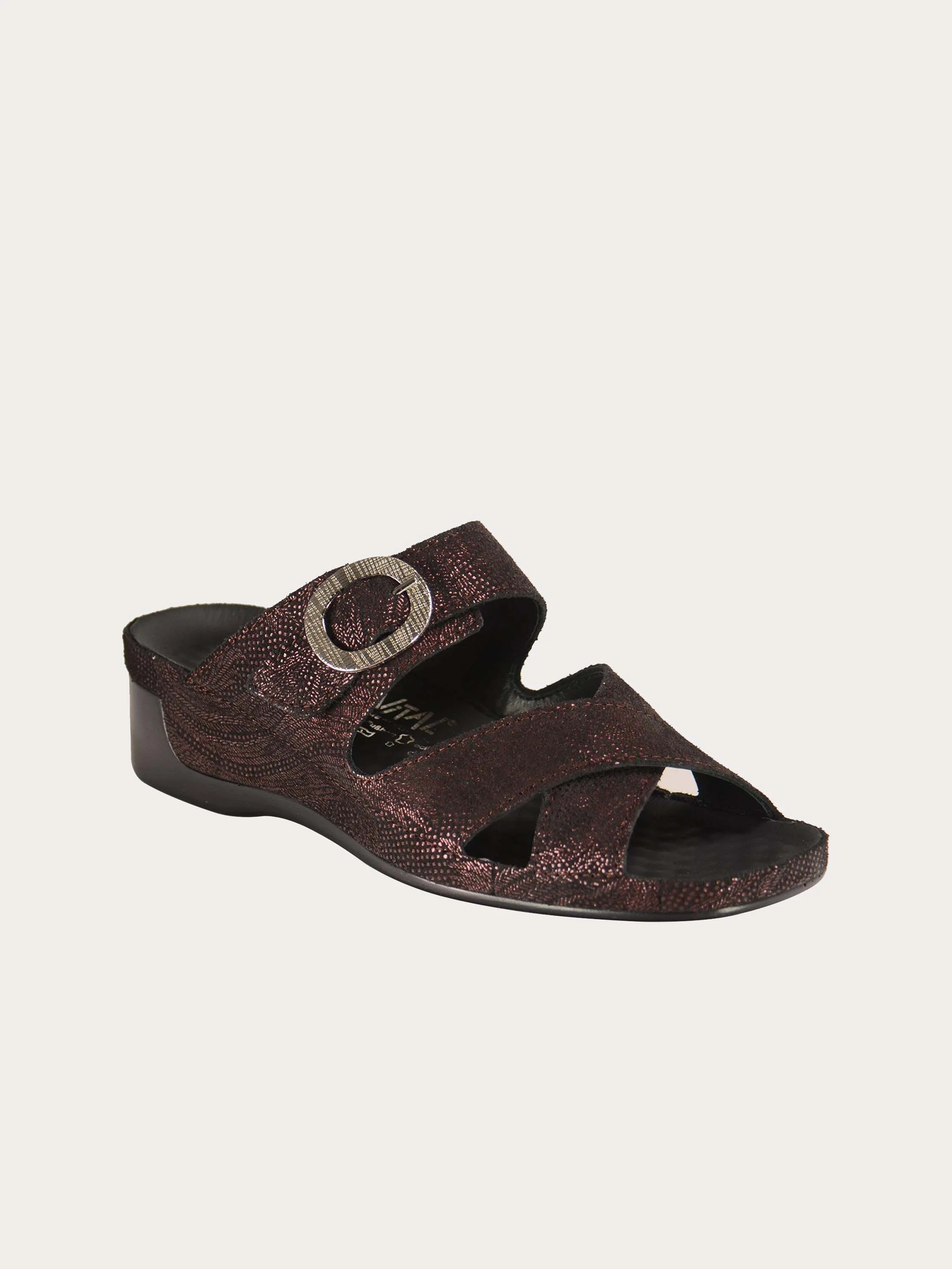 Vital Women's Buckle Strap Slider Leather Sandals